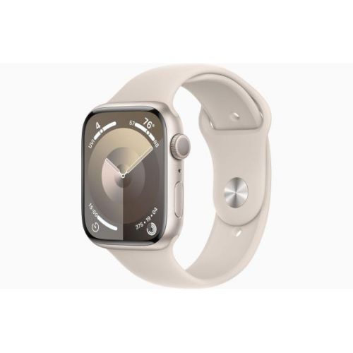 Apple Watch Series 9 GPS - koperta 45 mm z aluminium księżycowa poświata - pasek sportowy księżycowa poświata - S/M