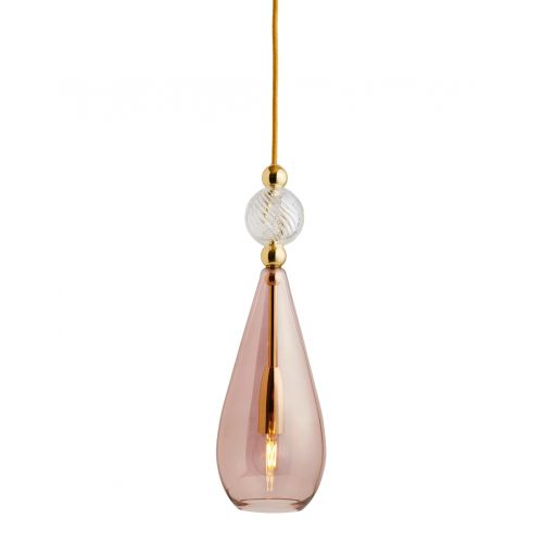 EBB & FLOW :: Lampa wisząca Smykke różowo-kryształowa śr. 12 cm rozm. M