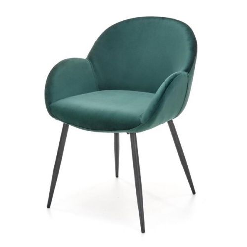 Krzesło tapicerowane K480, tkanina velvet, ciemny zielony