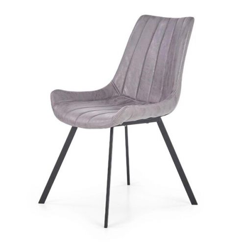 Krzesło tapicerowane K279 ekoskóra szara, nóżki czarne Halmar