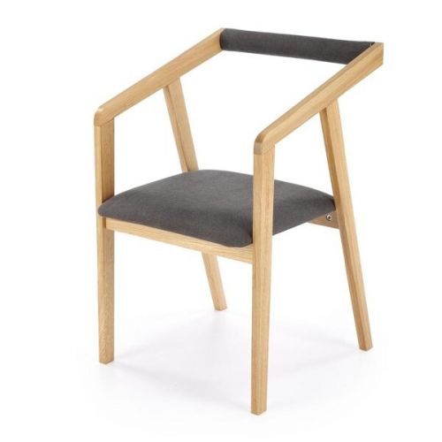 Krzesło drewno lite dębowe Azul 2, tkanina velvet popielata Halmar