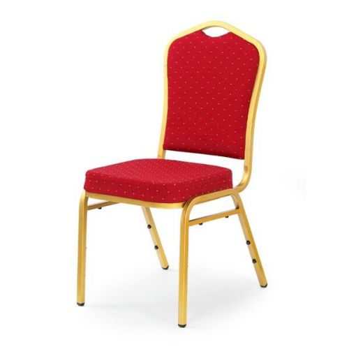 Krzesło tapicerowane K66 bordowe, stelaż stal malowana złota Halmar