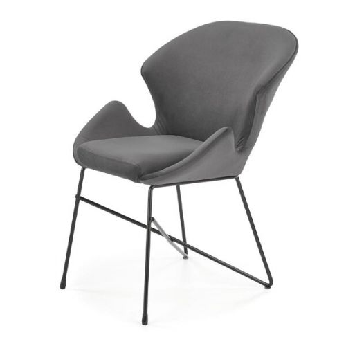 Krzesło tapicerowane K458 tkanina velvet popielaty, nóżki czarne Halmar